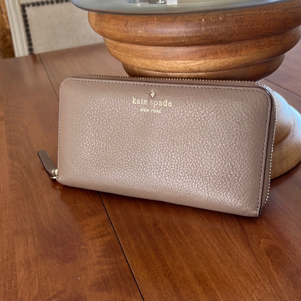 Authentic Kate Spade Taupe Three-Section Wallet.
